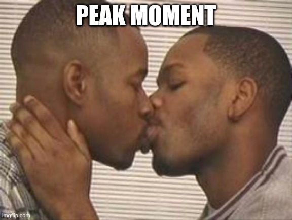 happy pride month guys (mainly for all the LGBTQ+ ppl in the stream) | peak moment | image tagged in 2 gay black mens kissing | made w/ Imgflip meme maker