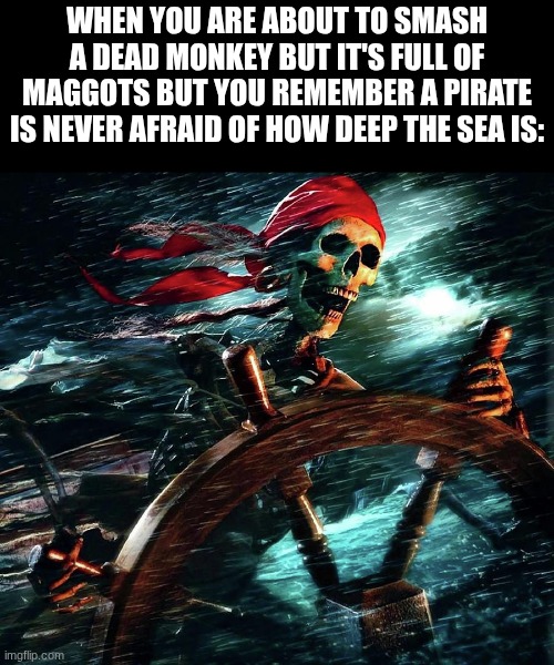 smash or pass | When you are about to smash a dead monkey but it's full of maggots but you remember a pirate is never afraid of how deep the sea is: | image tagged in no tags | made w/ Imgflip meme maker