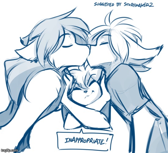 when parents try to kiss in front of their daughter (art by thomas fischbach) | image tagged in maddie,natani,keith,twokinds | made w/ Imgflip meme maker