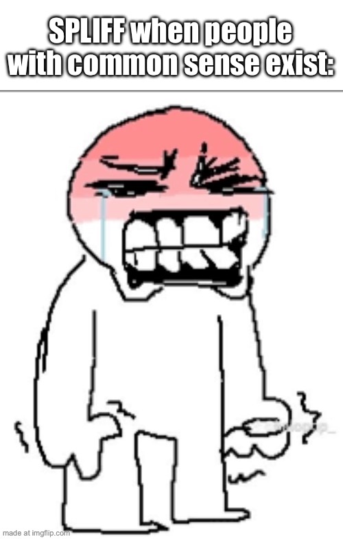 Holding back tears | SPLIFF when people with common sense exist: | image tagged in holding back tears | made w/ Imgflip meme maker