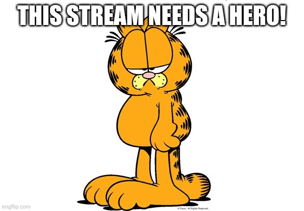 Grumpy Garfield | This stream needs a hero! | image tagged in grumpy garfield | made w/ Imgflip meme maker