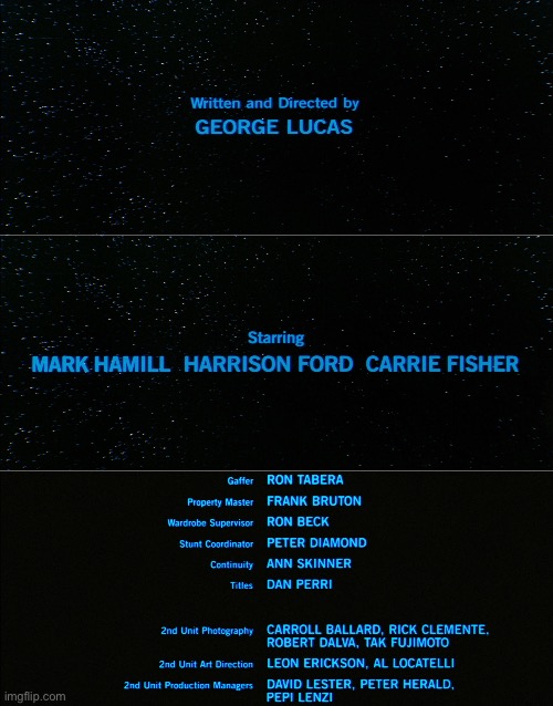 Star Wars credits | image tagged in star wars credits | made w/ Imgflip meme maker