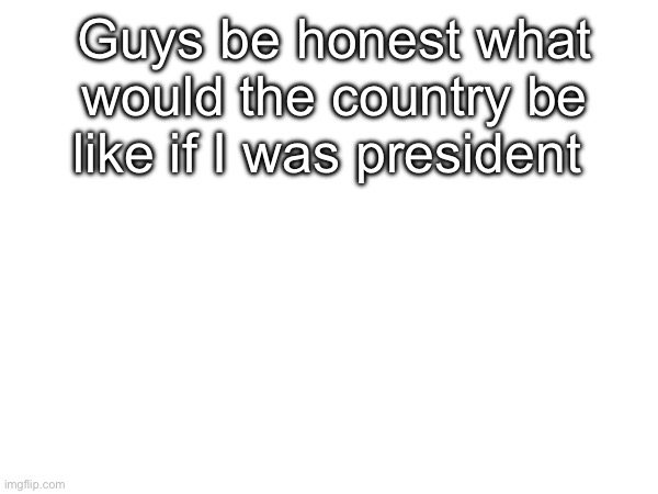 Guys be honest what would the country be like if I was president | image tagged in memes,msmg | made w/ Imgflip meme maker
