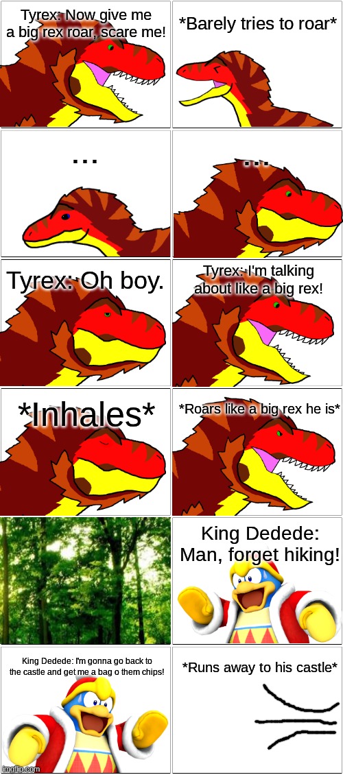 Tyrex teaching his son how to roar.mp3 | image tagged in comic | made w/ Imgflip meme maker