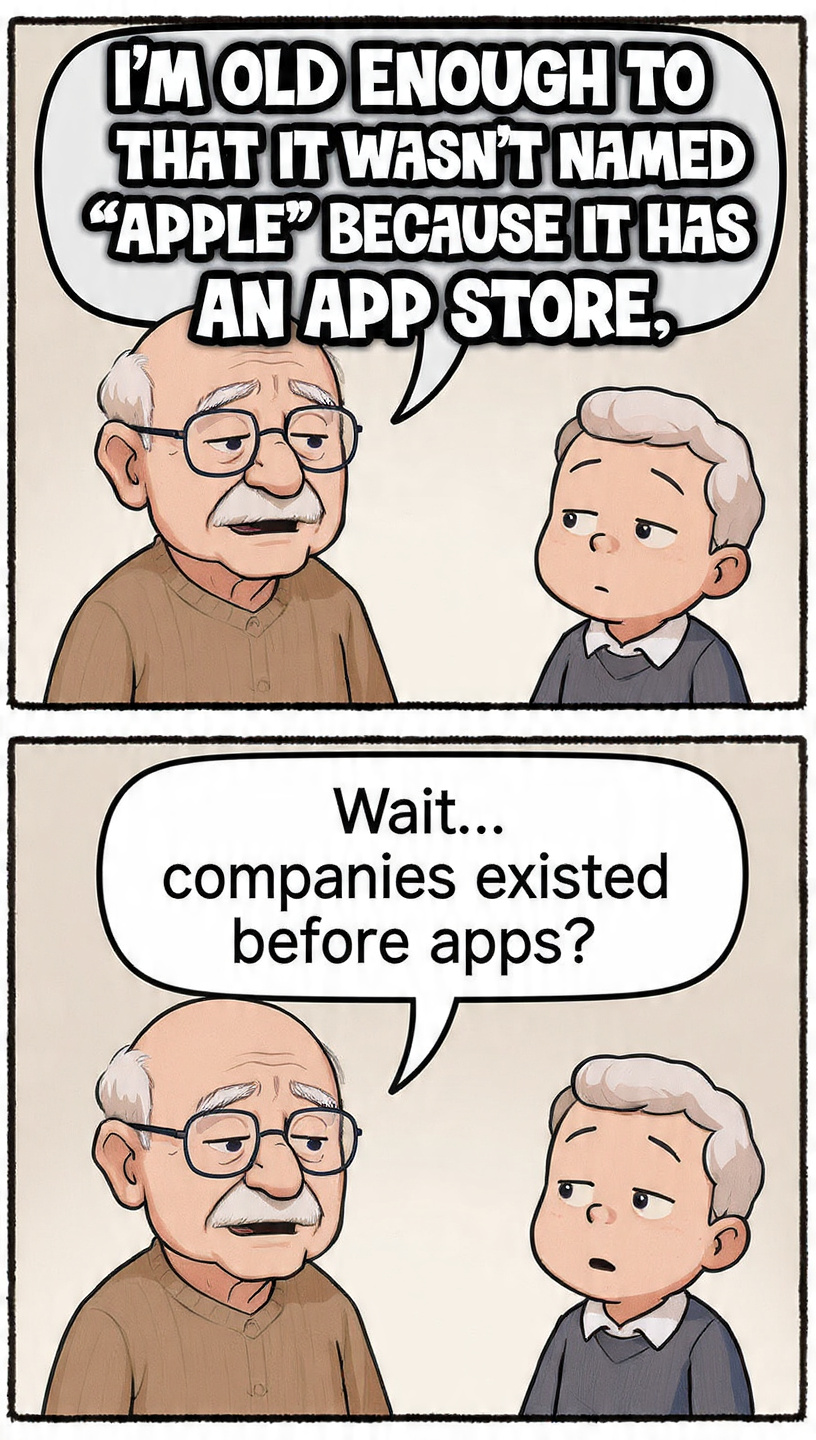 Lame Meta AI-generated meme about Apple and its app store Blank Meme Template