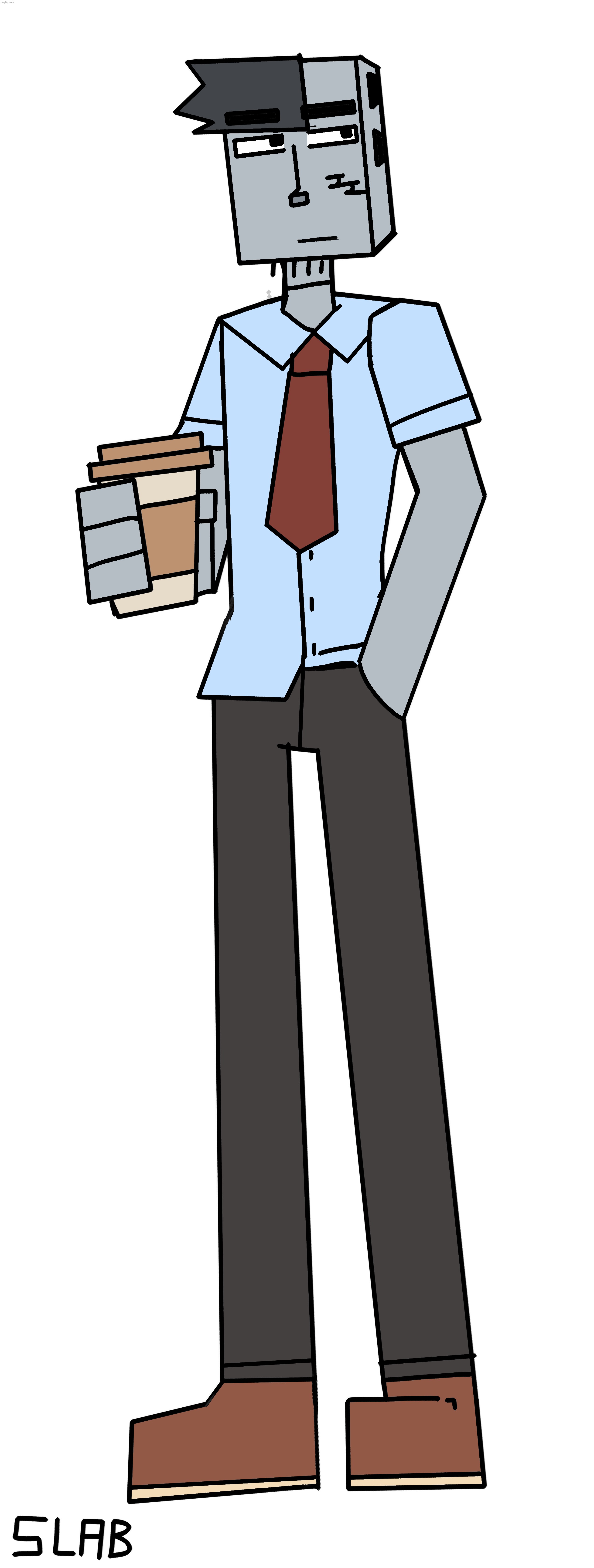 Slab’s design (main character of my comic, MASONRY LANE) | image tagged in character design | made w/ Imgflip meme maker