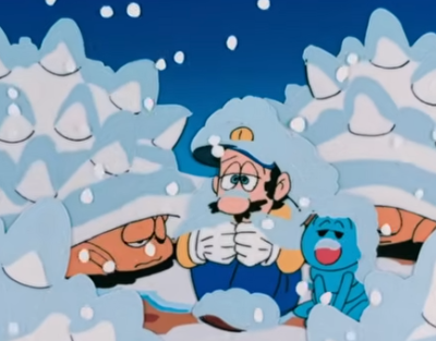 Luigi in the Snow Blank Meme Template