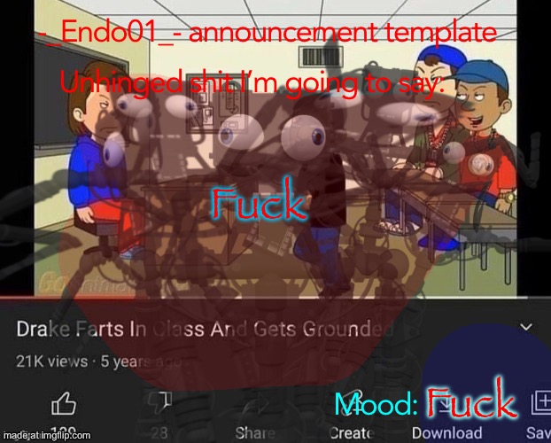 -_Endo01_- announcement template | Fuck Fuck | image tagged in -_endo01_- announcement template | made w/ Imgflip meme maker
