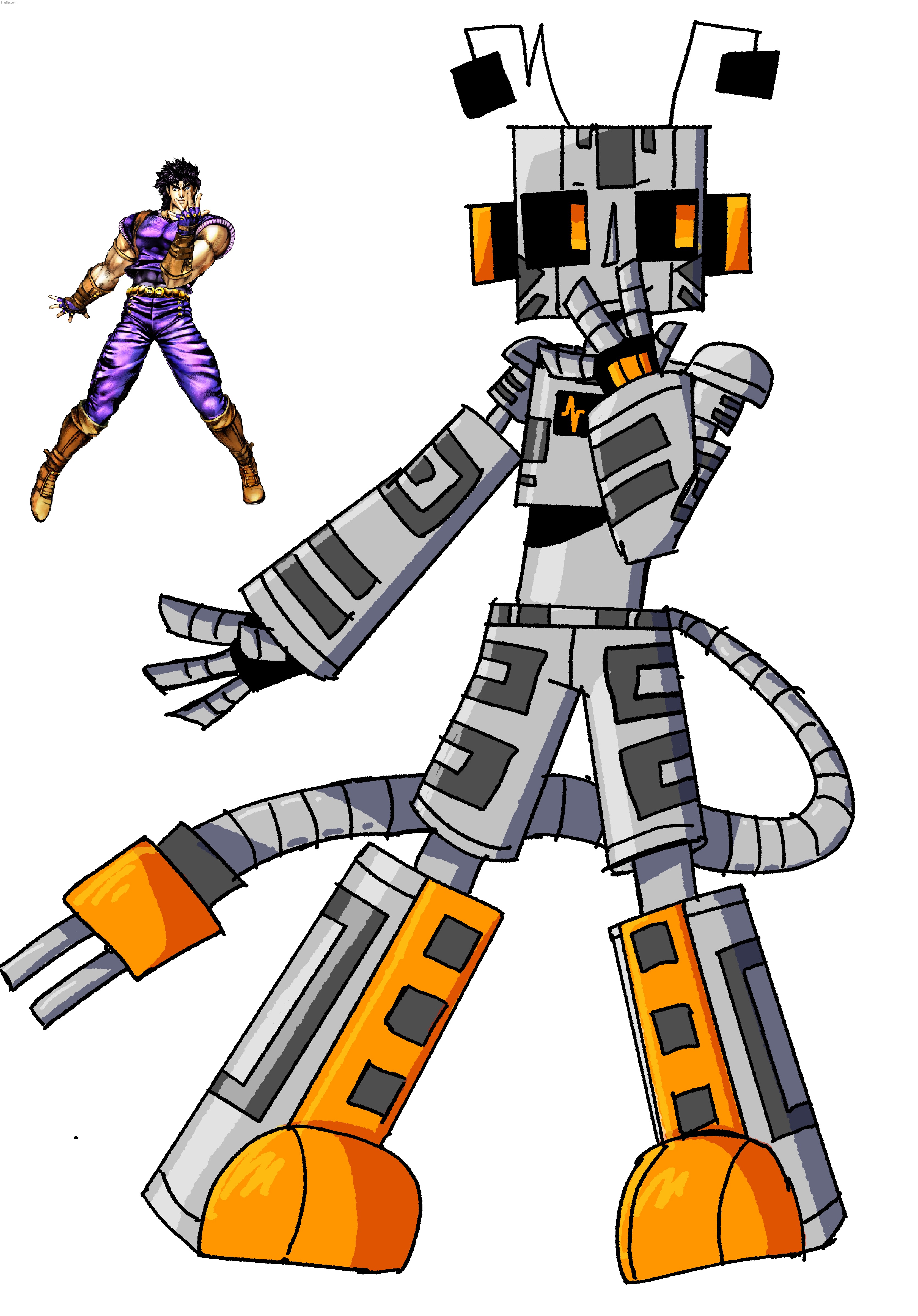 zerobot doing the jonathan pose from jjba (zerobot’s bizarre adventure) | image tagged in zerobot,jojo's bizarre adventure | made w/ Imgflip meme maker