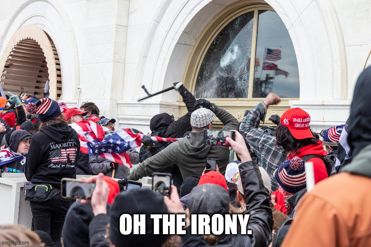 Oh the irony. | image tagged in capitol riot | made w/ Imgflip meme maker