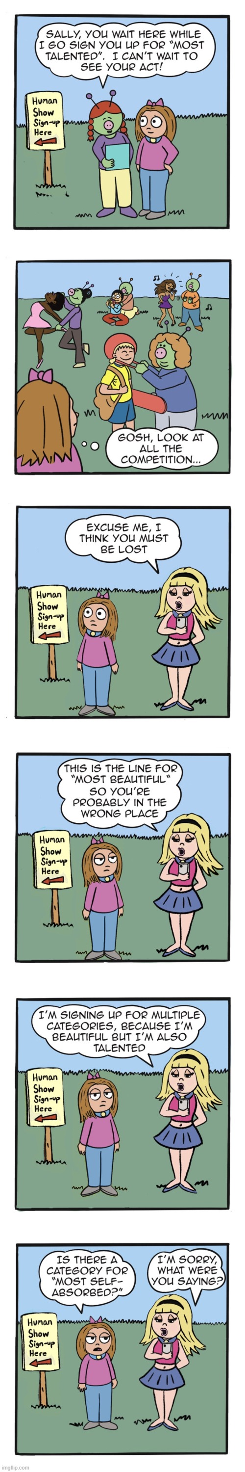 A human named Nancy | image tagged in aliens,humans,sally,nancy,self absorbed,oof | made w/ Imgflip meme maker