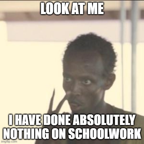 title 2 | look at me; i have done absolutely nothing on schoolwork | image tagged in memes,look at me | made w/ Imgflip meme maker