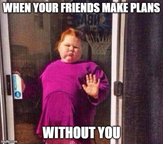 plans | when your friends make plans; without you | image tagged in memes | made w/ Imgflip meme maker