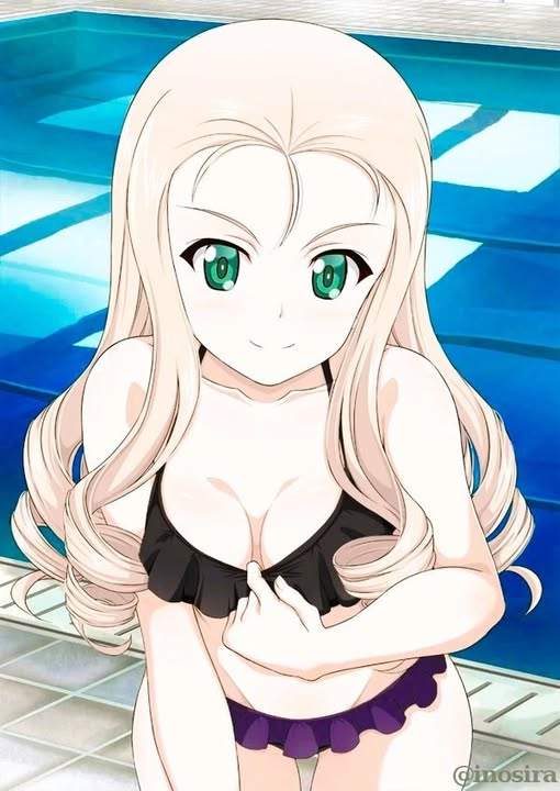 Marie at the pool Blank Meme Template