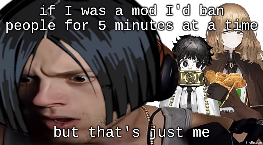 erased | if I was a mod I'd ban people for 5 minutes at a time; but that's just me | image tagged in erased | made w/ Imgflip meme maker