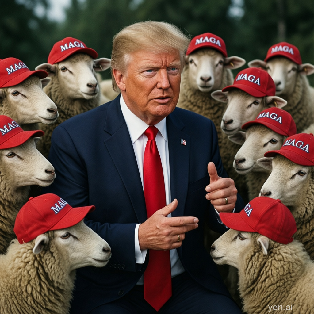 Donald Trump Sheeple MAGA ballcaps Blank Meme Template
