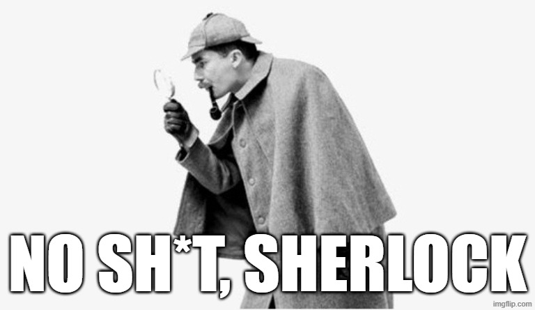 No Sh*t, Sherlock | No sh*t, Sherlock | image tagged in no shit sherlock,memes,sherlock holmes | made w/ Imgflip meme maker