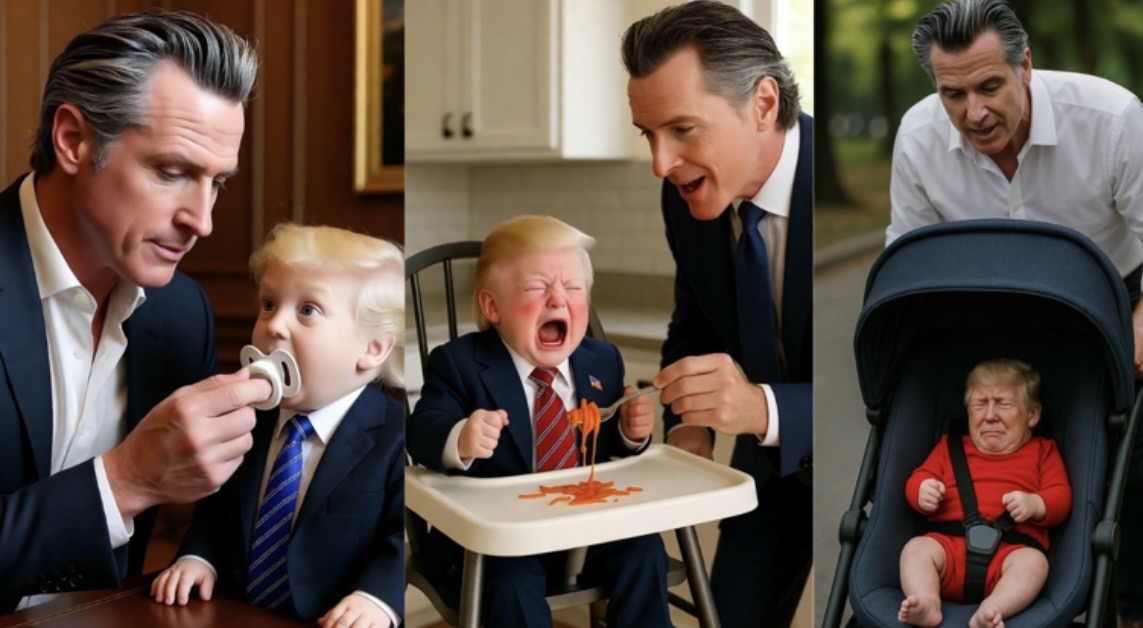 Newsom and baby Trump Blank Meme Template