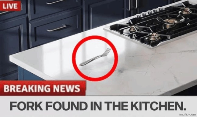 Fork Found in Kitchen | image tagged in fork found in kitchen | made w/ Imgflip meme maker