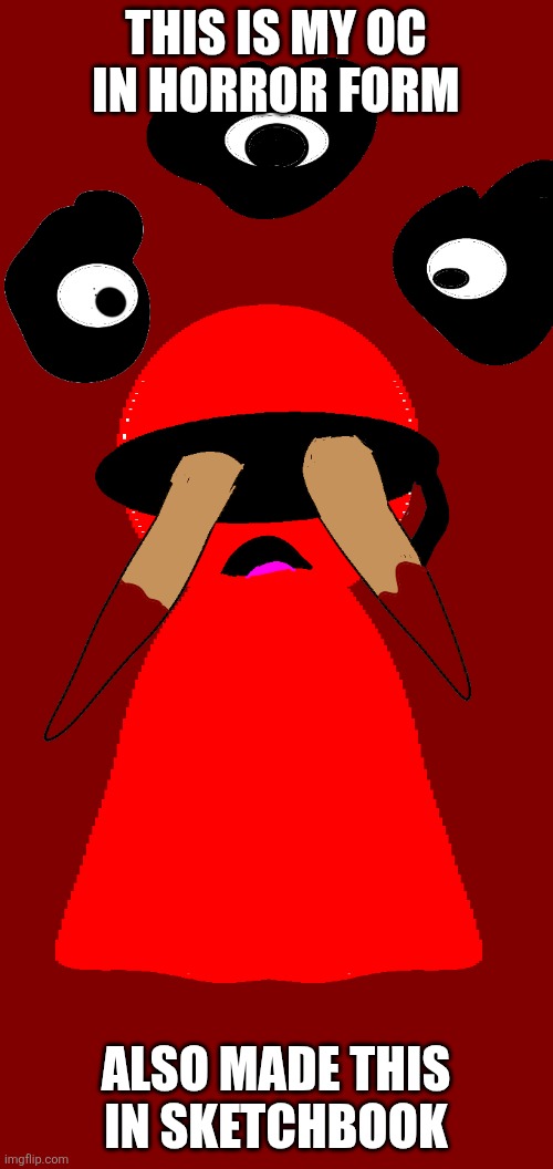 This contains mild blood btw | This is my OC in horror form; Also made this in sketchbook | image tagged in oc,sprunki,horror | made w/ Imgflip meme maker