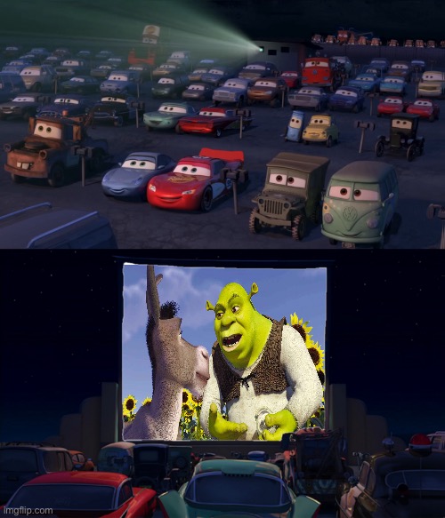 RSDIT - Cars Watching Shrek (2001) | image tagged in cars,shrek,dreamworks,pixar,deviantart,memes | made w/ Imgflip meme maker