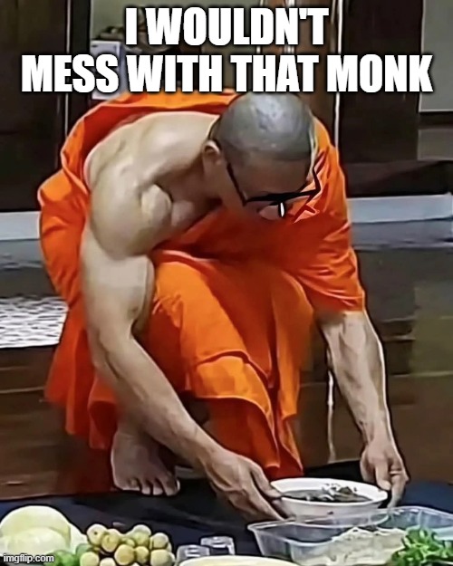 Jacked Monk | I wouldn't mess with that monk | image tagged in funny,memes | made w/ Imgflip meme maker