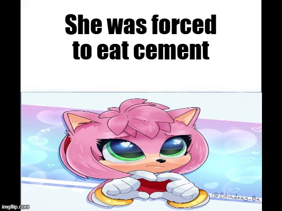 Amy was forced to eat cemet | She was forced to eat cement | image tagged in he was forced to eat cement | made w/ Imgflip meme maker