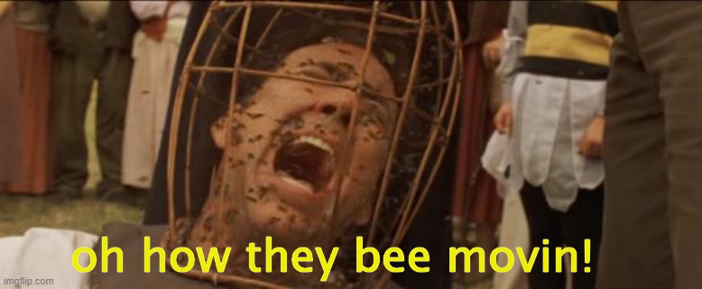 Not the bees | oh how they bee movin! | image tagged in not the bees | made w/ Imgflip meme maker