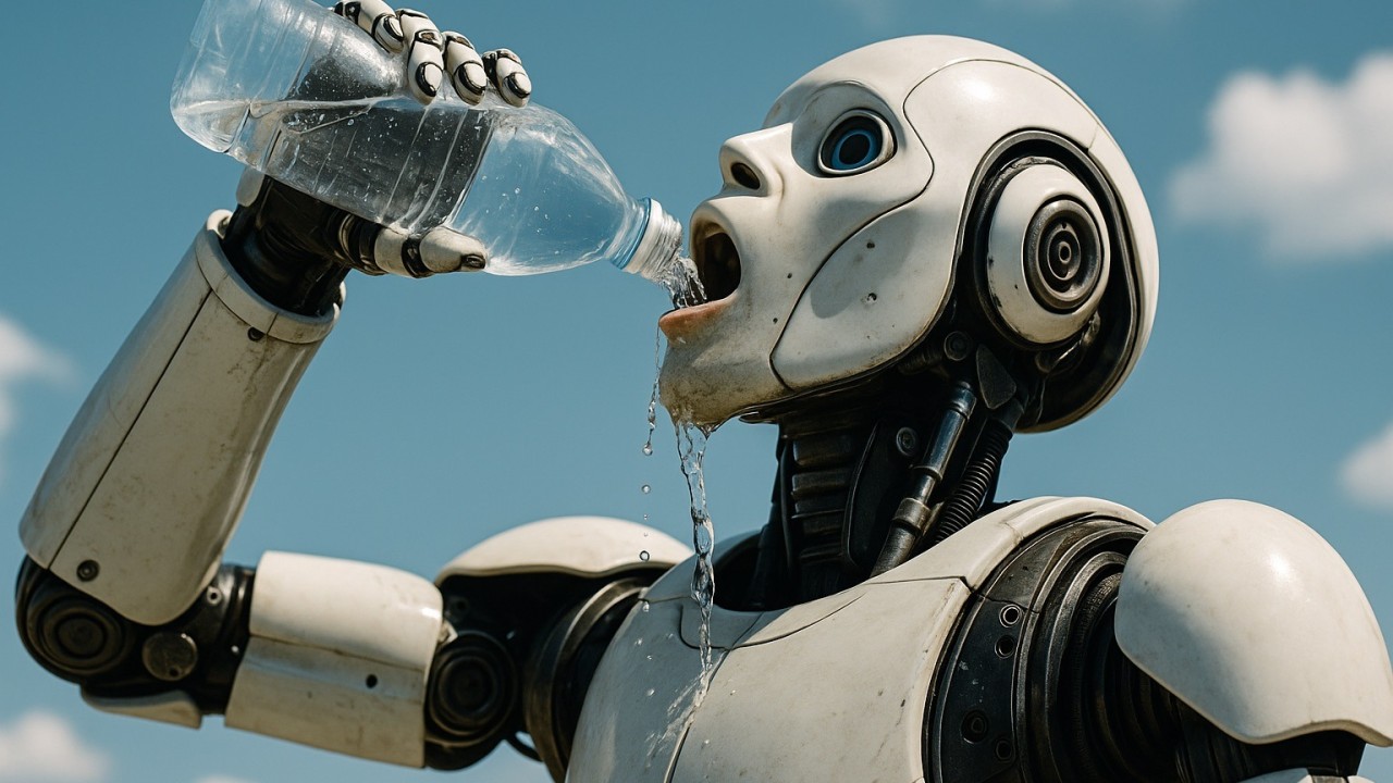 Robot with your water Blank Meme Template