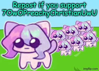 Repost if You Support 7OwOPreachyChristianUwU | image tagged in repost if you support 7owopreachychristianuwu,memes,repost this,cat sahsley,cute | made w/ Imgflip meme maker