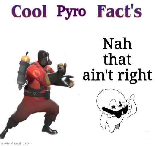 cooler pyro facts | Nah that ain't right | image tagged in cooler pyro facts | made w/ Imgflip meme maker