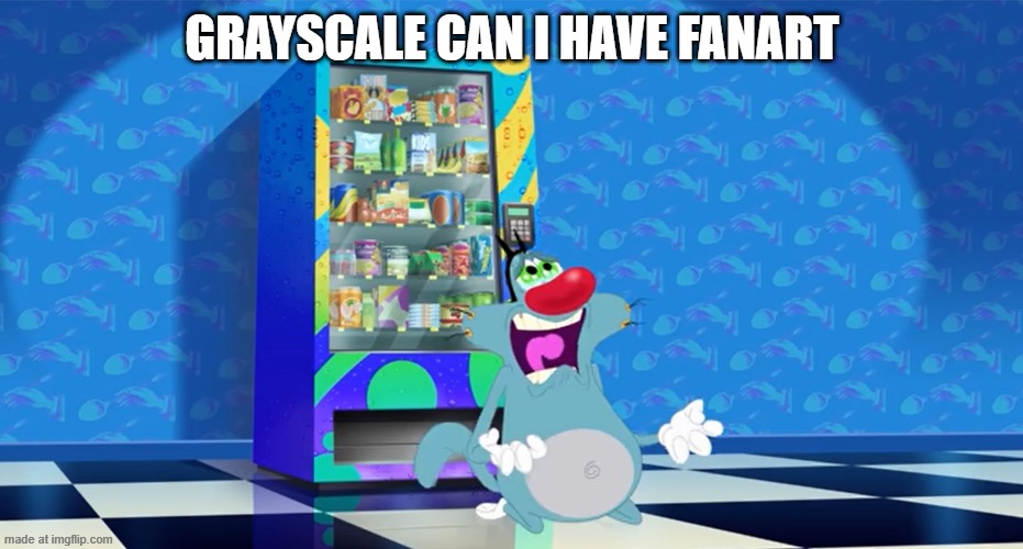 Upset Oggy | Grayscale can i have fanart | image tagged in upset oggy | made w/ Imgflip meme maker