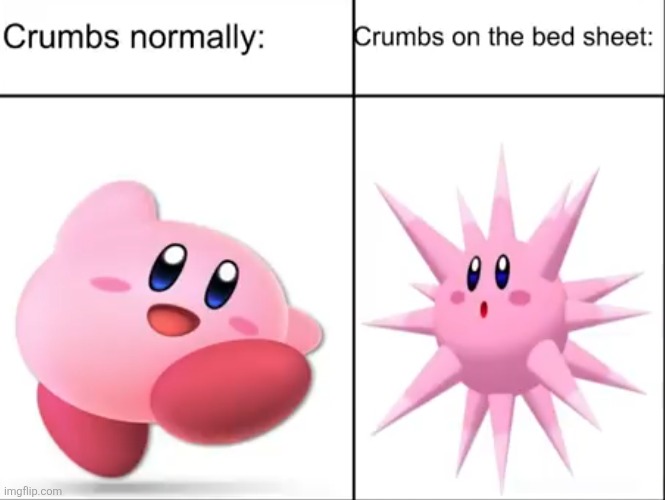 image tagged in video games,gaming,food,crumbs,annoying,kirby | made w/ Imgflip meme maker