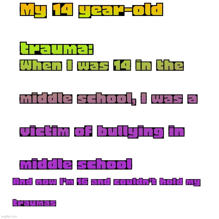 My experience of bullying back in middle school (no I don’t beg for attention) | image tagged in middle school,bullying | made w/ Imgflip meme maker