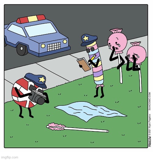 What a shame… he was such a sweet kid | image tagged in comics,buni comics,candy,crime scene,lollipop,death | made w/ Imgflip meme maker