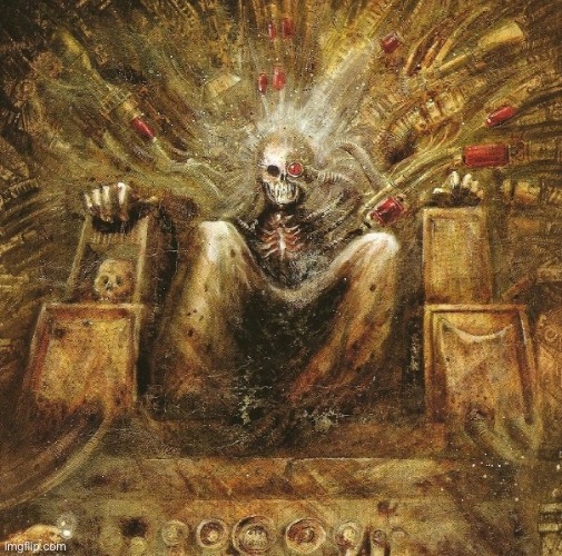 God Emperor of mankind on golden throne | image tagged in god emperor of mankind on golden throne | made w/ Imgflip meme maker