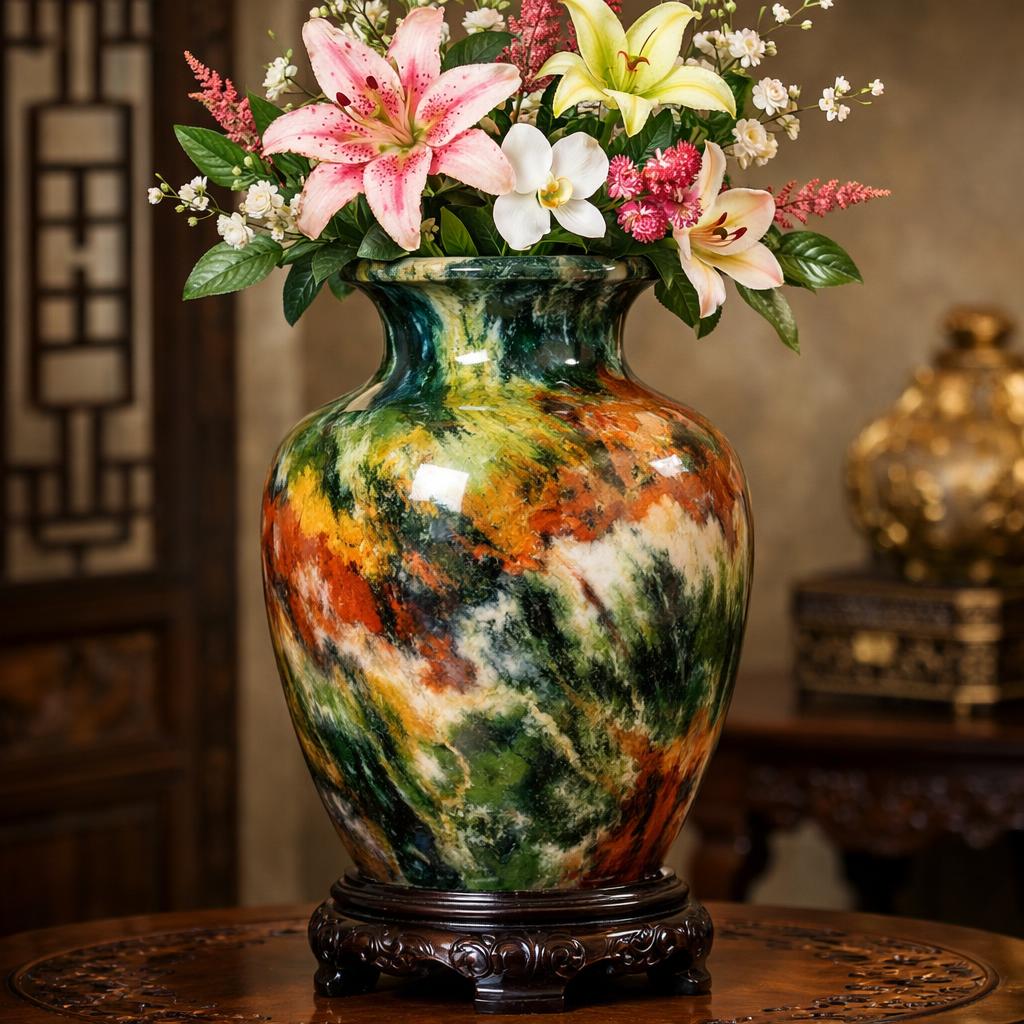 The Taiwan Seven Colours Natural Jade Stone Vase Blank Meme Template