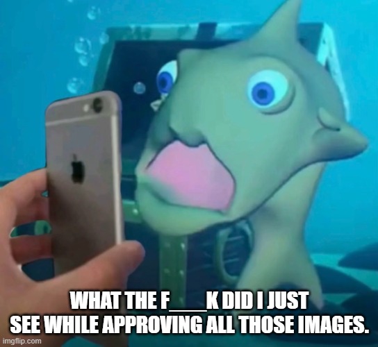 THERE'S SO MUCH P*RN! | WHAT THE F___K DID I JUST SEE WHILE APPROVING ALL THOSE IMAGES. | image tagged in end me | made w/ Imgflip meme maker