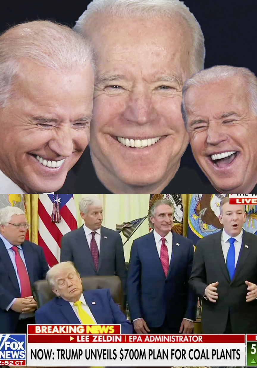 Trump Asleep, Biden laughing Blank Meme Template