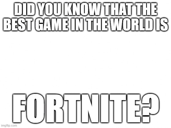 hello! | Did you know that the best game in the world is; Fortnite? | image tagged in memes | made w/ Imgflip meme maker