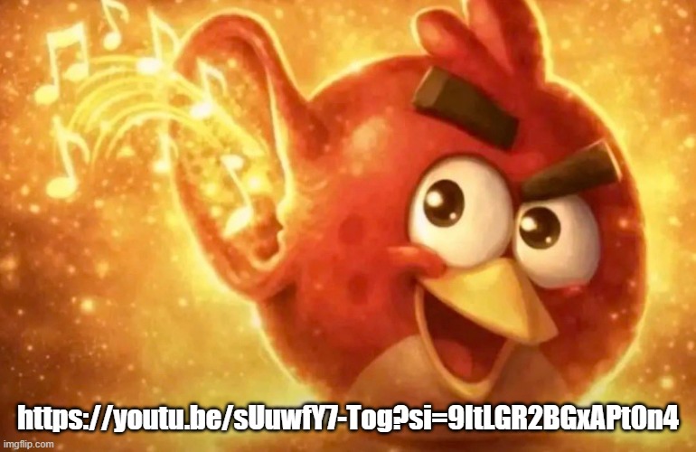 Angry Bird with ear open | https://youtu.be/sUuwfY7-Tog?si=9ItLGR2BGxAPt0n4 | image tagged in angry bird with ear open | made w/ Imgflip meme maker