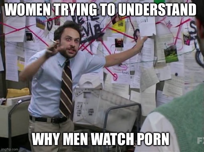 Charlie Conspiracy (Always Sunny in Philidelphia) | Women trying to understand; Why men watch porn | image tagged in charlie conspiracy always sunny in philidelphia,porn | made w/ Imgflip meme maker
