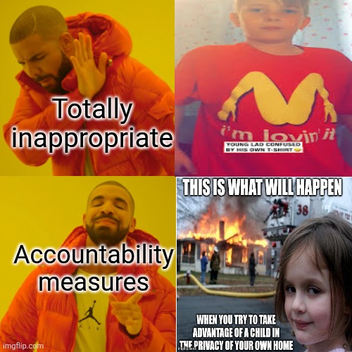Drake Hotline Bling Meme | Totally inappropriate Accountability measures | image tagged in memes,drake hotline bling | made w/ Imgflip meme maker