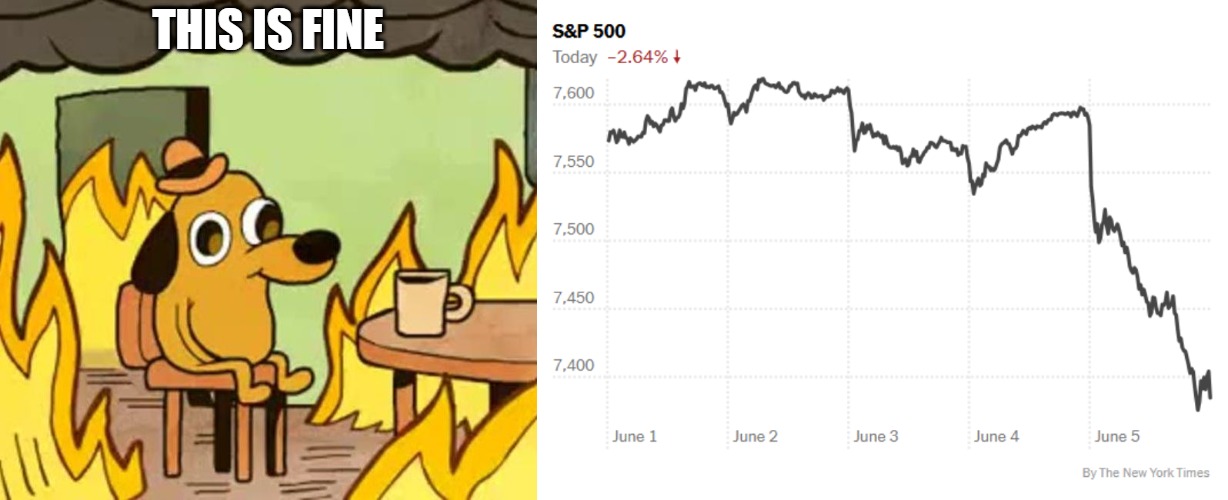 Stocks Market Is Fine | this is fine | image tagged in its fine,stock market | made w/ Imgflip meme maker