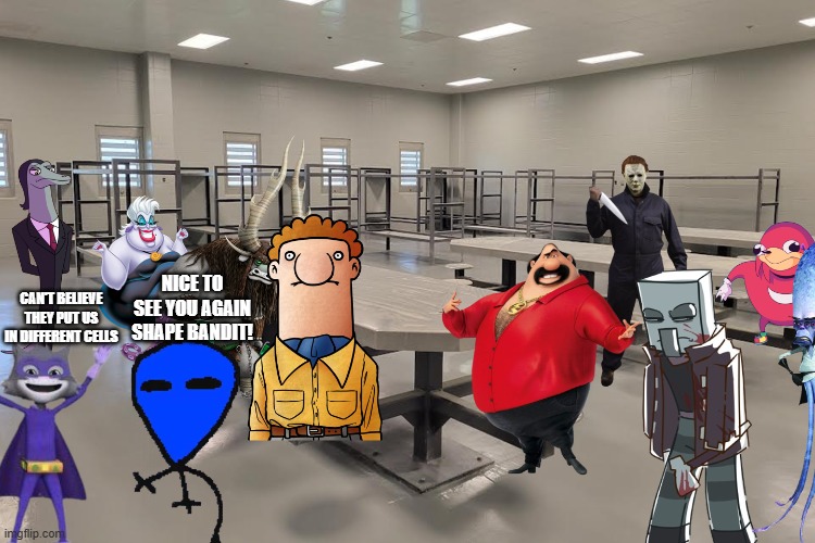 The Attack on Baton Rouge + Indy 500 + Coke 600 (Part 40-A: Lunch Time) | can't believe they put us in different cells; nice to see you again shape bandit! | made w/ Imgflip meme maker