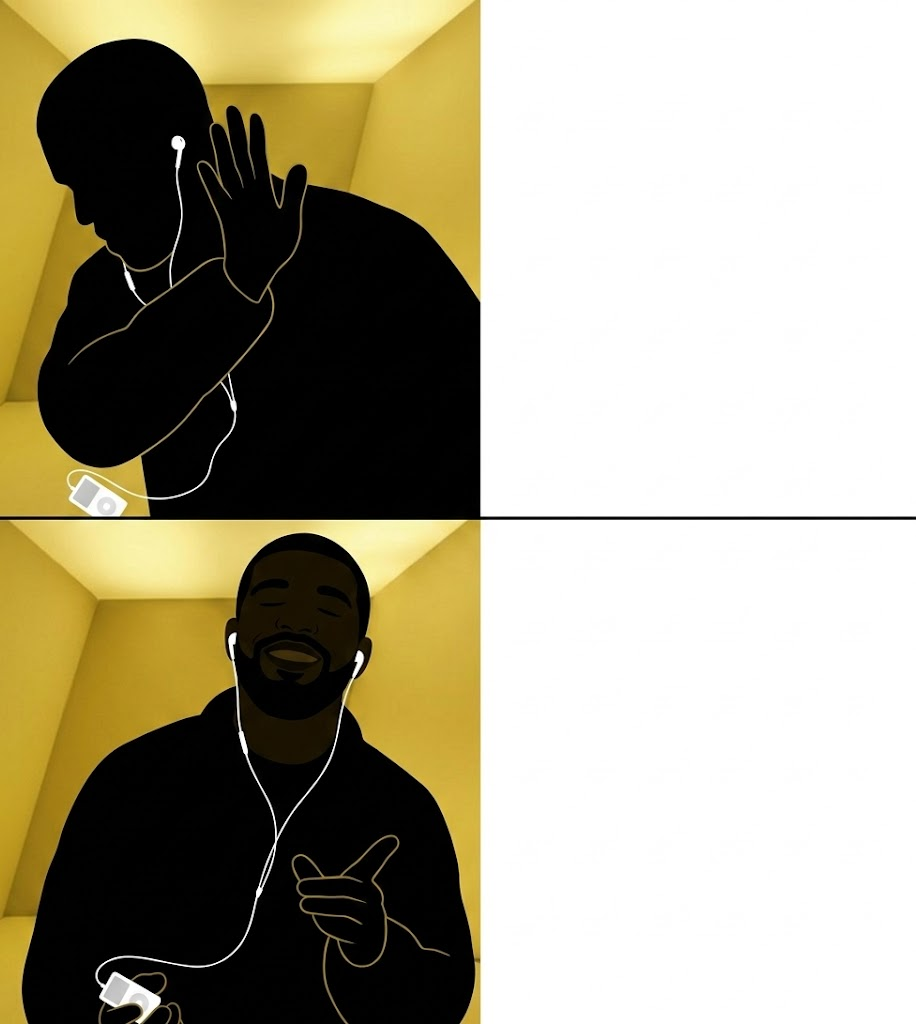 Hotline Bling x iPod no/yes meme Blank Meme Template