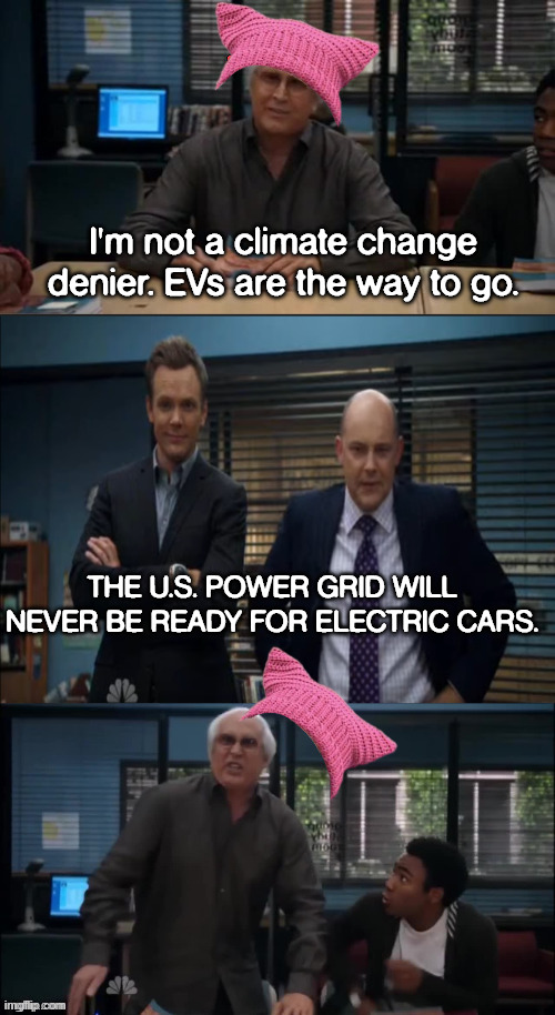 New green deal scam | I'm not a climate change denier. EVs are the way to go. The U.S. Power Grid Will Never Be Ready For Electric Cars. | image tagged in liberal snowflake,ev,insanity,impractical | made w/ Imgflip meme maker