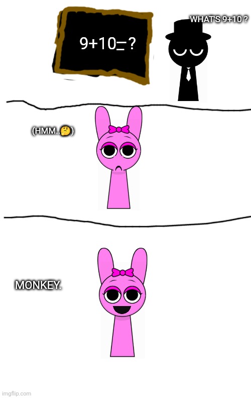 What's 9+10 ? _; 9+10_ ? (hmm..🤔); Monkey. | made w/ Imgflip meme maker
