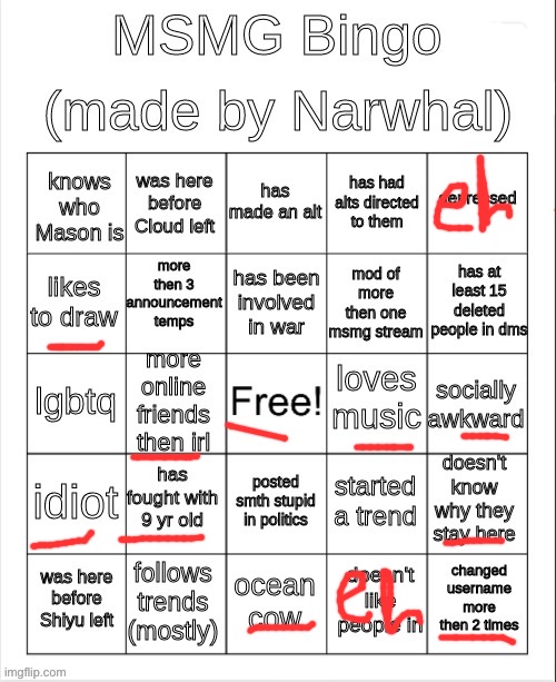 This made me realize how boring I am | image tagged in msmg bingo | made w/ Imgflip meme maker