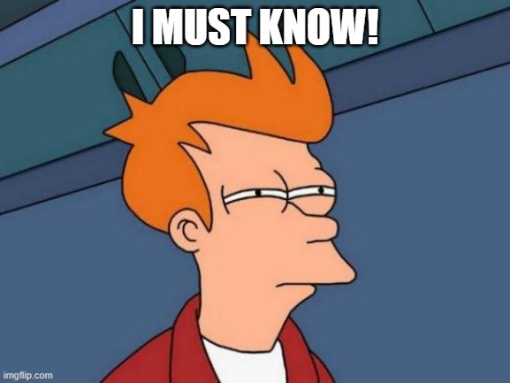 I must know! | image tagged in memes,futurama fry | made w/ Imgflip meme maker